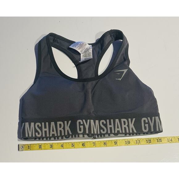 Gymshark Women's Small Racerback Sports Bra Grey Logo Workout gym gear top - Picture 4 of 4